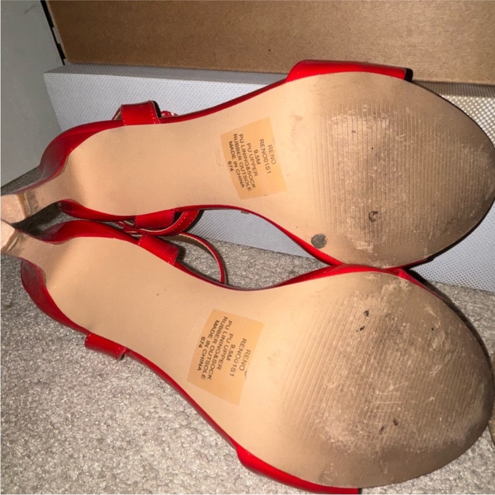 Steve Madden Reno Red Heels Sandals Pumps Shoes dressy sz 9.5 - Picture 7 of 8